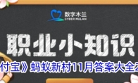 《支付宝》蚂蚁新村11月答案大全2024